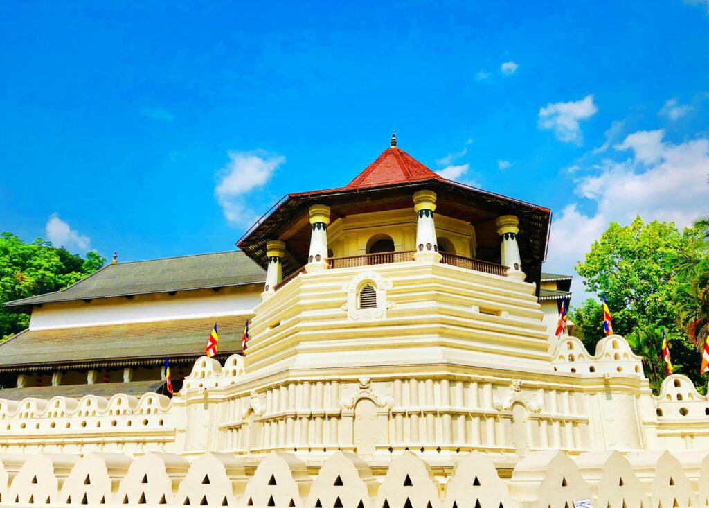 The Temple of the Sacred Tooth Relic in Kandy in warm evening light